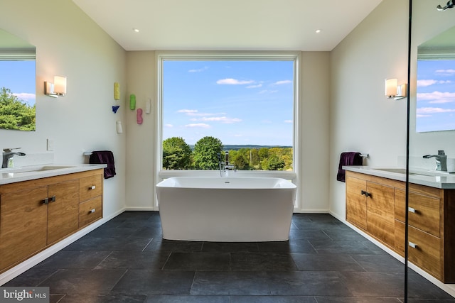 bathroom featuring vanity and a bathtub