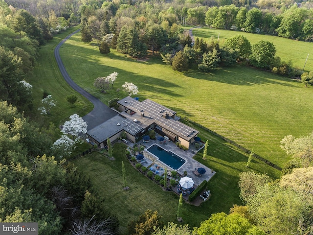 bird's eye view with a rural view