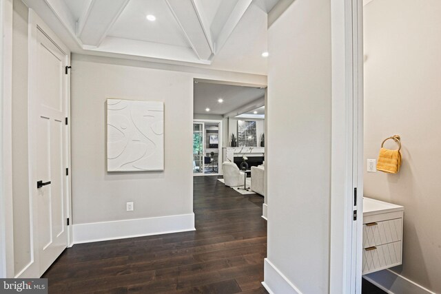 home office featuring hardwood / wood-style flooring