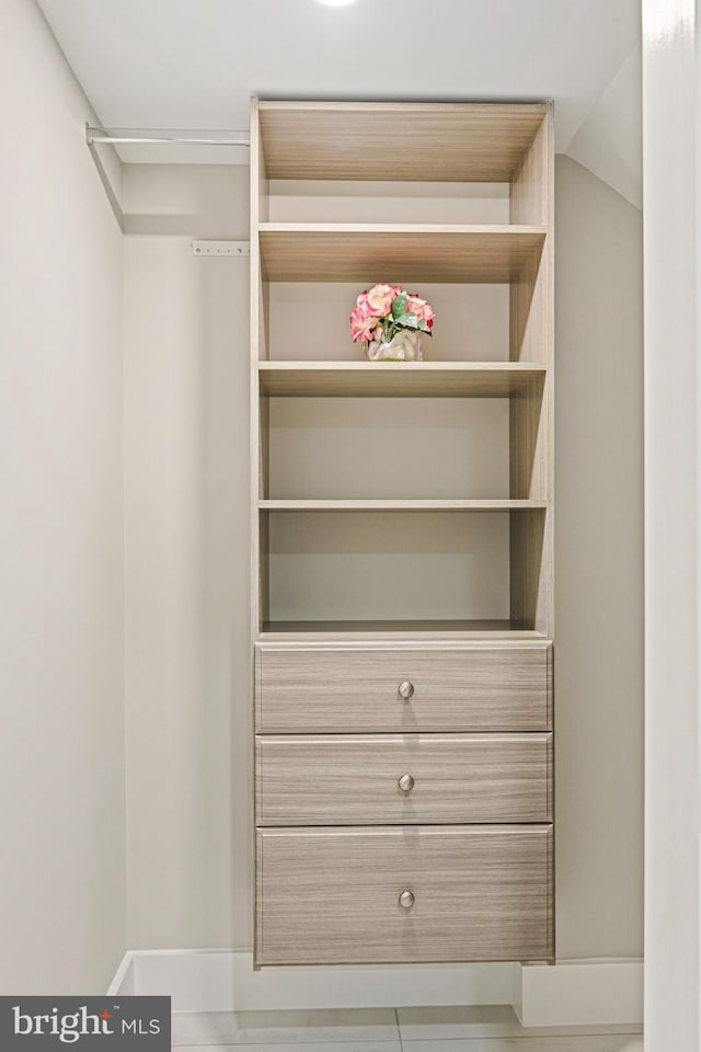 spacious closet featuring vaulted ceiling