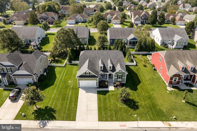 drone / aerial view with a residential view