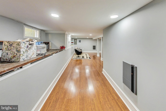 corridor featuring light hardwood / wood-style flooring