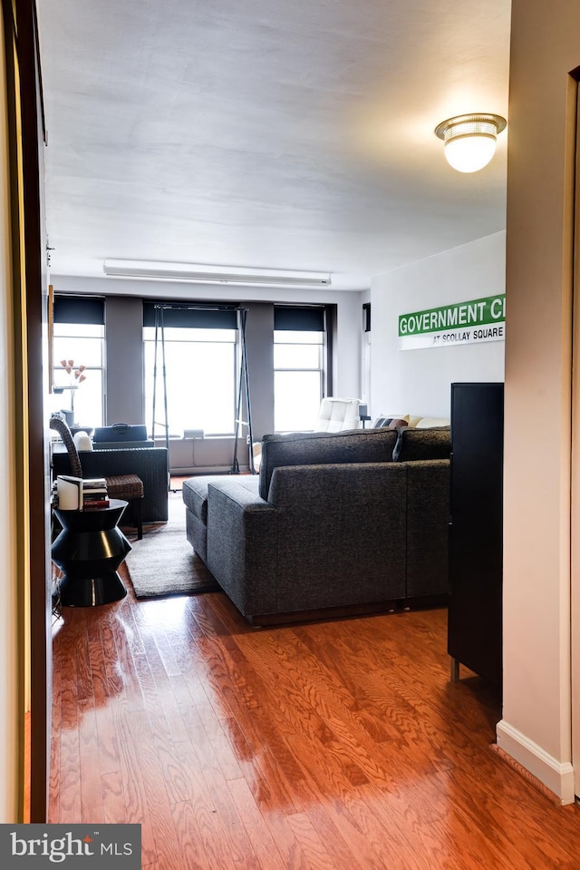 living area featuring wood finished floors