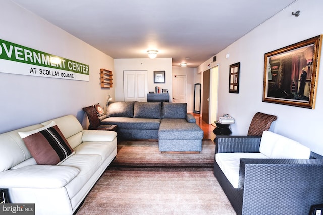 view of carpeted living area