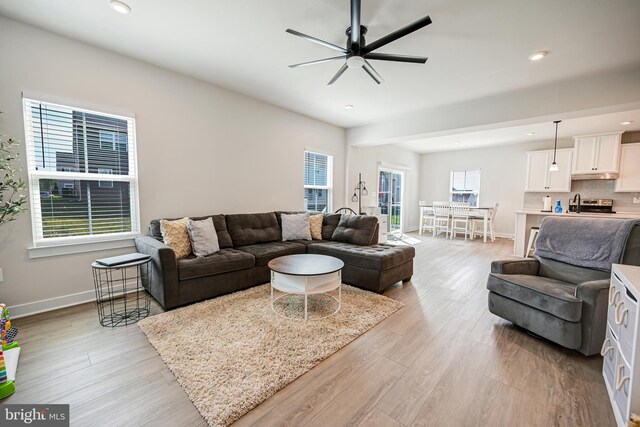 dining space with light hardwood / wood-style flooring