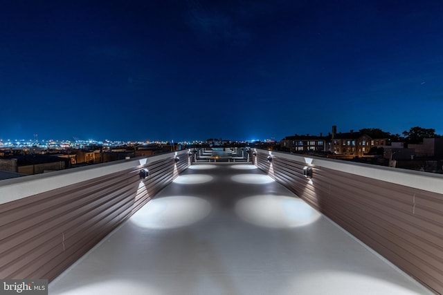 view of patio at night