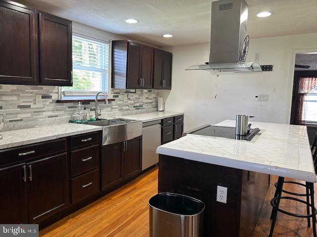 14352 Charmian Rd, Waynesboro, PA 17268 - kitchen featuring plenty of natural light, stainless steel dishwasher, light wood-style floors, and range hood