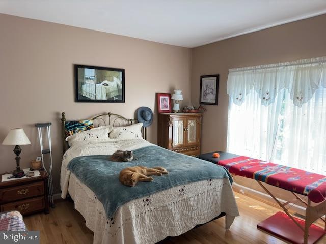 bedroom with hardwood / wood-style floors