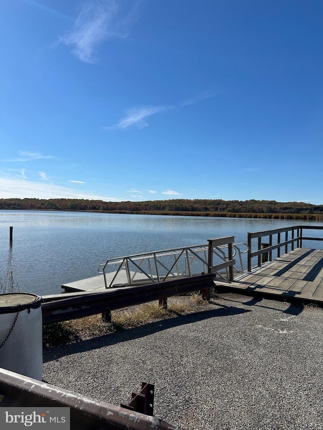 dock area featuring a water view