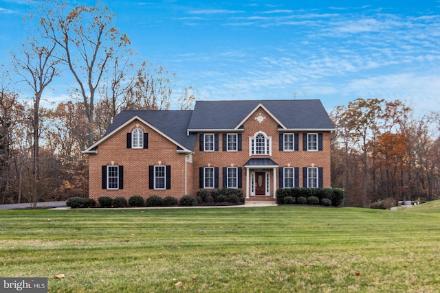 colonial house with a front lawn