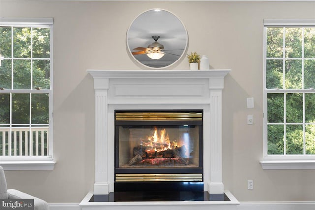 interior details with ceiling fan