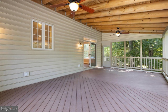 deck featuring ceiling fan