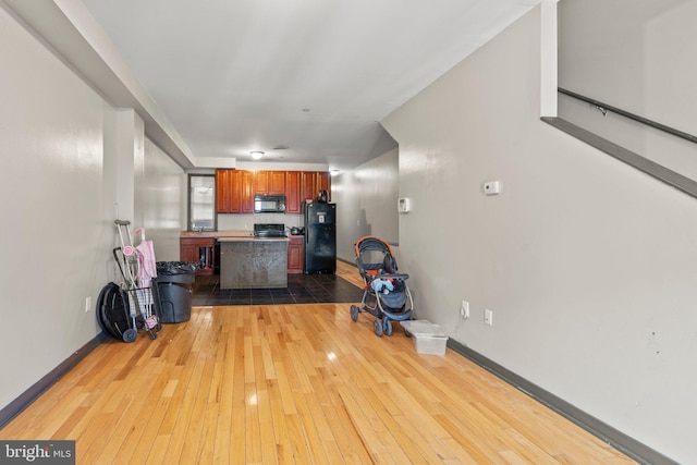 living room with hardwood / wood-style flooring