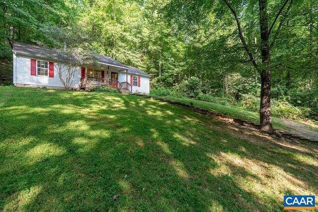 view of yard with a porch