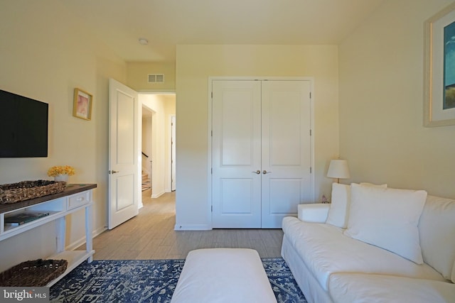 living room with light wood-type flooring