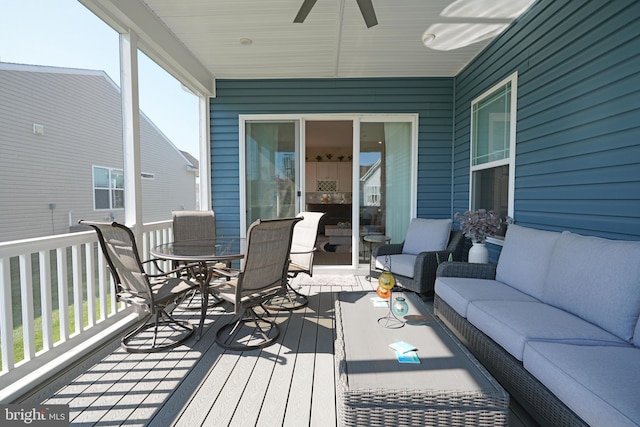 wooden deck featuring outdoor lounge area