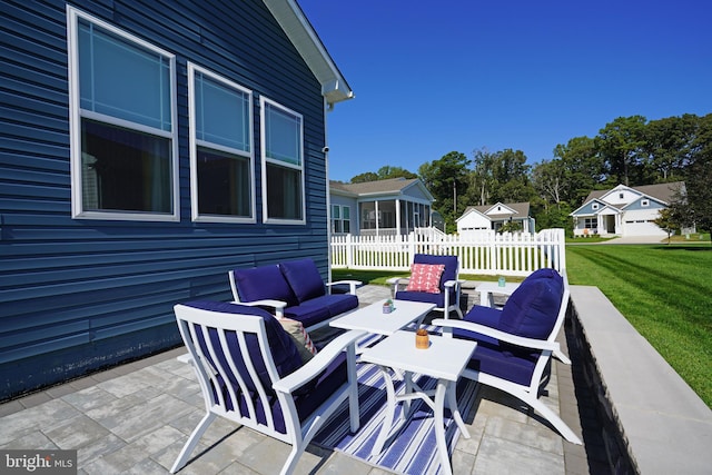 view of patio with an outdoor living space