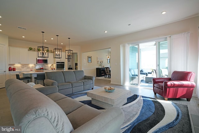 living room featuring light hardwood / wood-style flooring