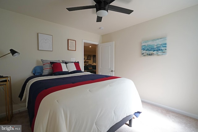 bedroom with carpet and ceiling fan