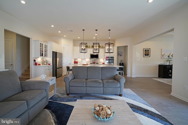 living room with wood-type flooring