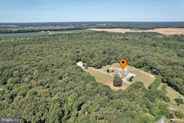 drone / aerial view with a forest view