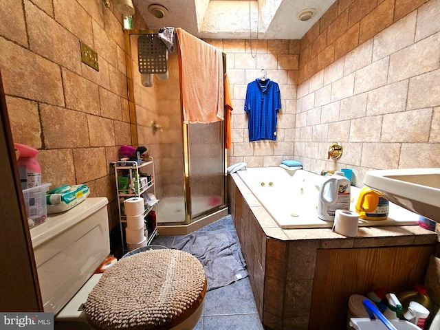 bathroom with plus walk in shower