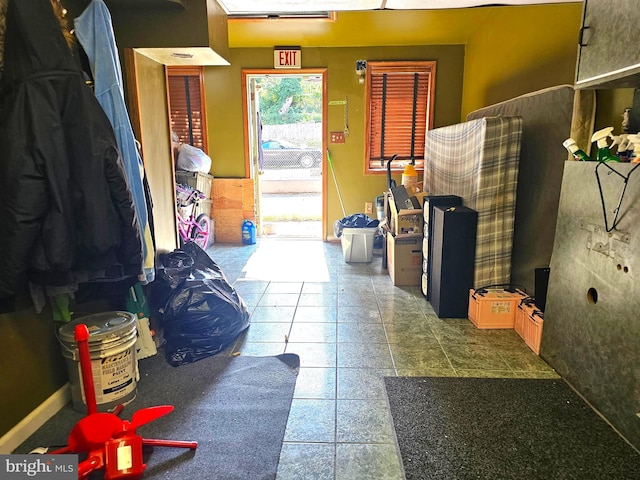 mudroom with tile patterned flooring