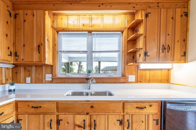 kitchen with black dishwasher and sink