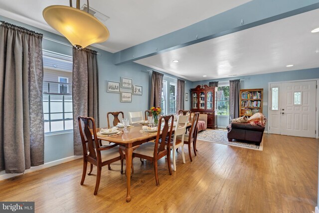 living room featuring light wood-type flooring