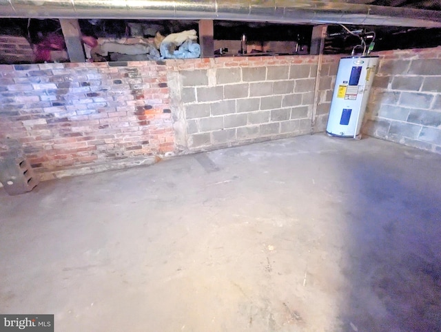 basement with water heater