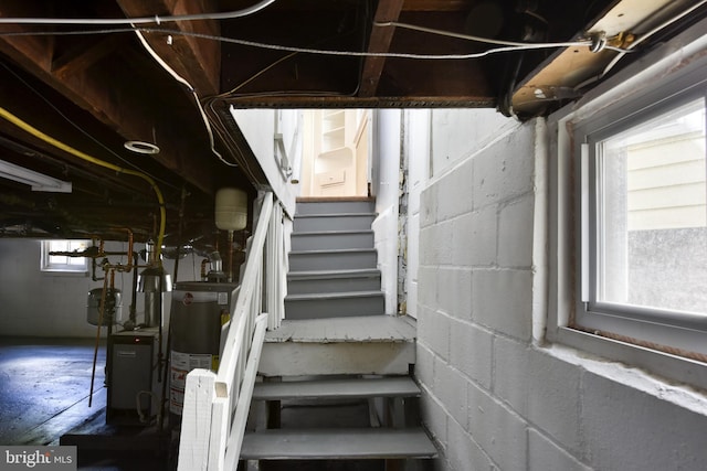 staircase with water heater