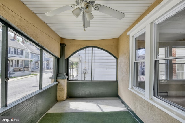 view of unfurnished sunroom