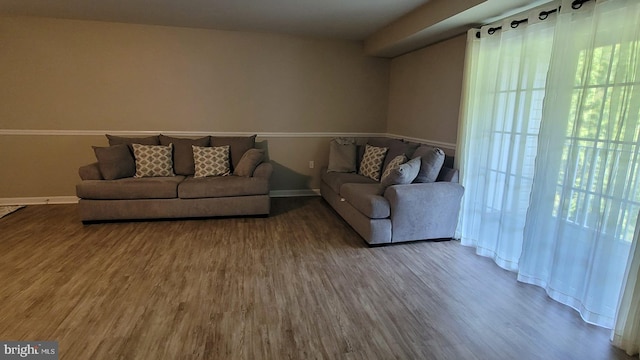 living room with hardwood / wood-style floors