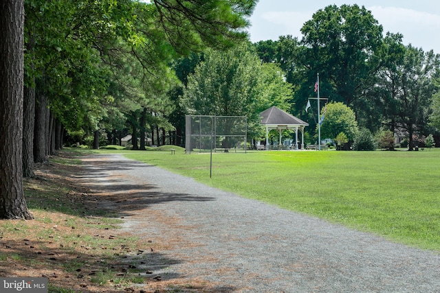 view of home's community featuring a lawn and a gazebo