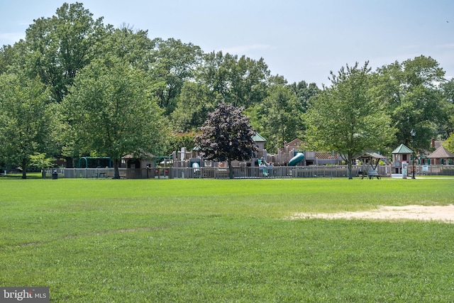 view of yard with a playground