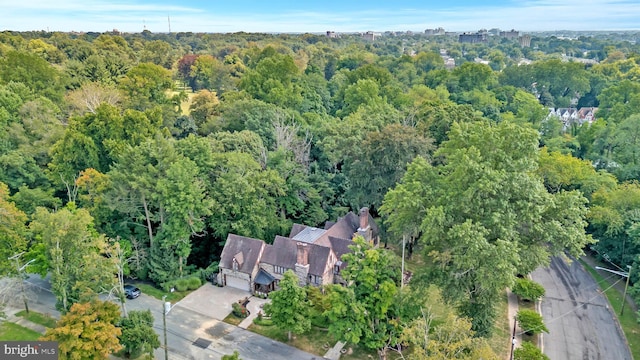 drone / aerial view with a forest view