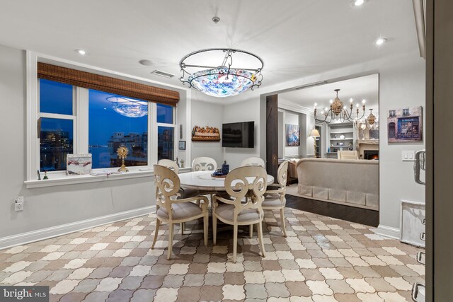 dining room with an inviting chandelier