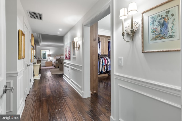 hall featuring dark hardwood / wood-style floors