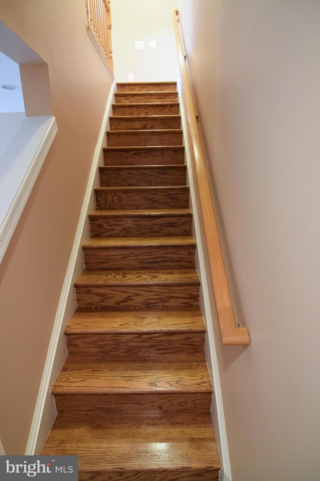 stairs with hardwood / wood-style floors