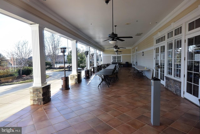 view of patio with ceiling fan