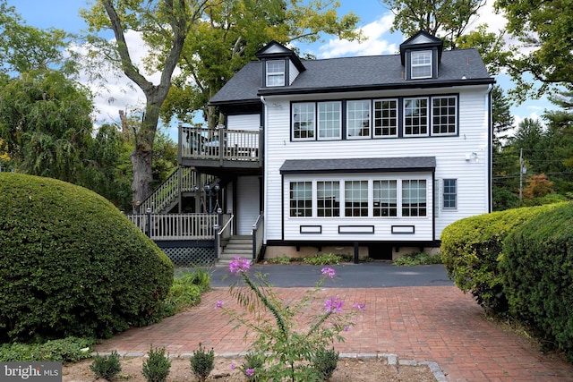 2000 Lawrence Rd, Lawrence Township, NJ 08648 - view of front facade featuring stairs, a deck, and roof with shingles
