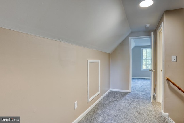 additional living space with lofted ceiling and light colored carpet