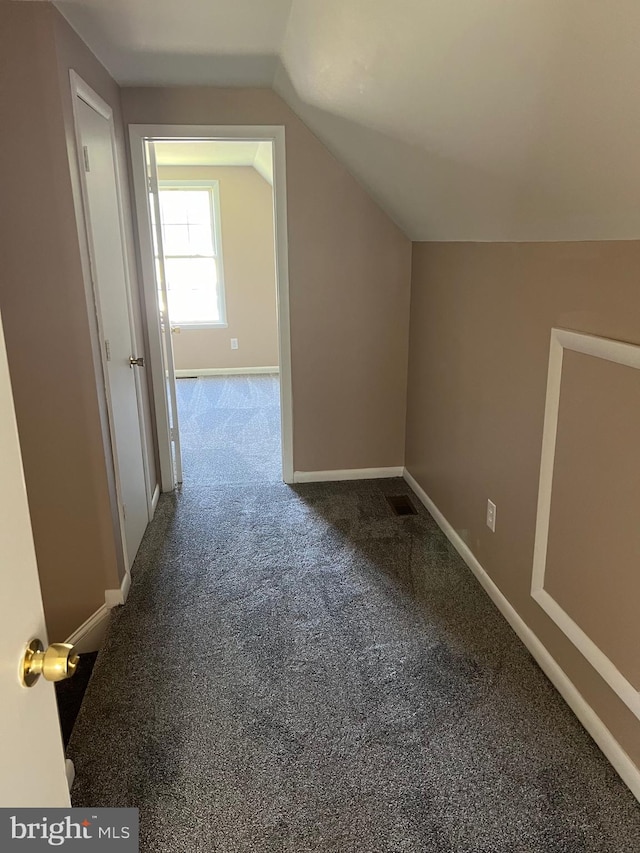 bonus room with carpet and vaulted ceiling