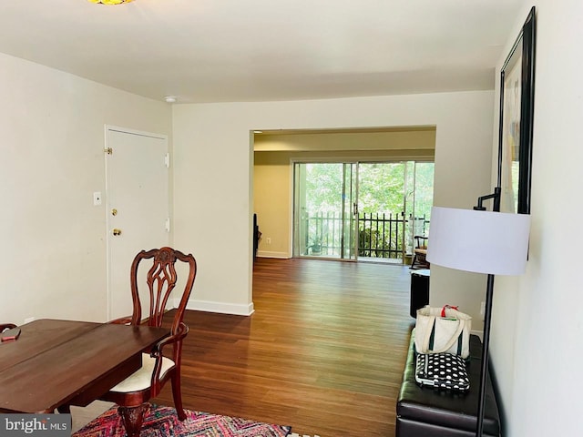 interior space with dark hardwood / wood-style flooring