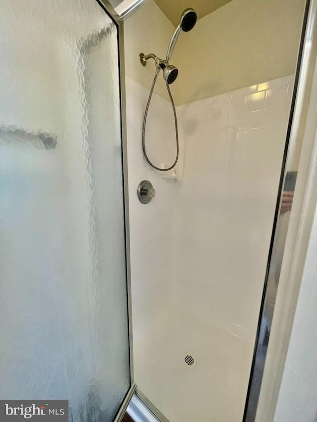 bathroom featuring a shower stall