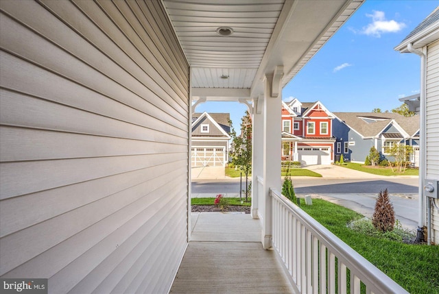 view of patio featuring a residential view and covered porch