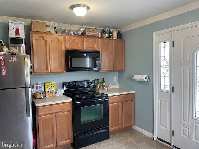 kitchen with black appliances