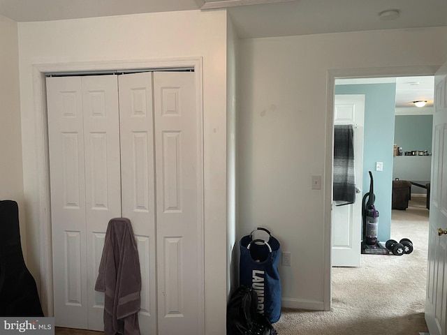 bedroom with a closet and carpet floors