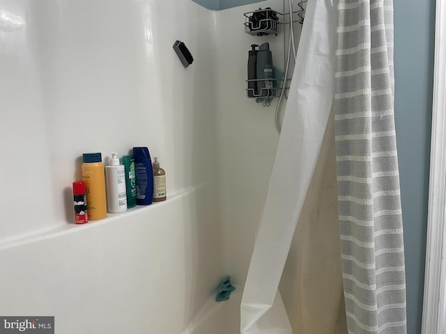 bathroom featuring a shower with curtain