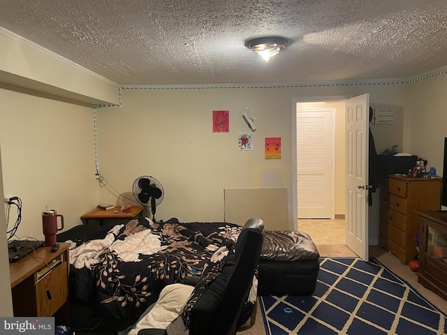 bedroom with a textured ceiling